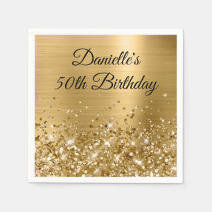 Glänzende Goldfolie 50. Geburtstag Serviette