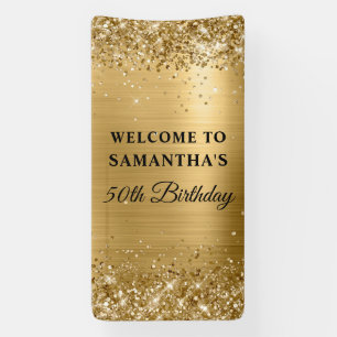 Glänzende Goldfolie 50. Geburtstag Vertikal Banner
