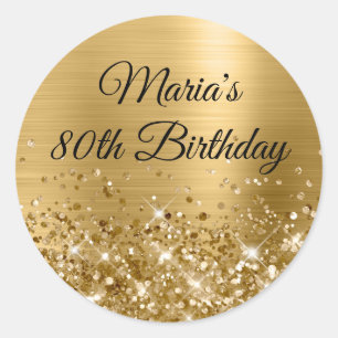 Glänzende Goldfolie 80. Geburtstag Runder Aufkleber