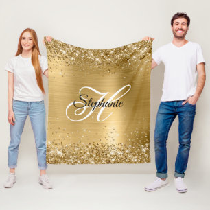Glänzende Goldfolie Fancy Monogramm Fleecedecke
