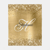 Glänzende Goldfolie Fancy Monogramm Fleecedecke (Vorderseite)