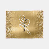 Glänzende Goldfolie Fancy Monogramm Fleecedecke (Vorderseite (Horizontal))