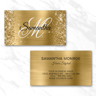 Glänzende Goldfolie Fancy Monogramm Hairstylist Visitenkarte