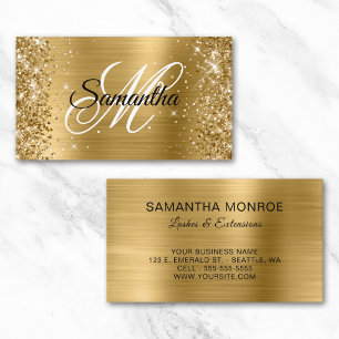 Glänzende Goldfolie Fancy Monogramm Wimpern Visitenkarte