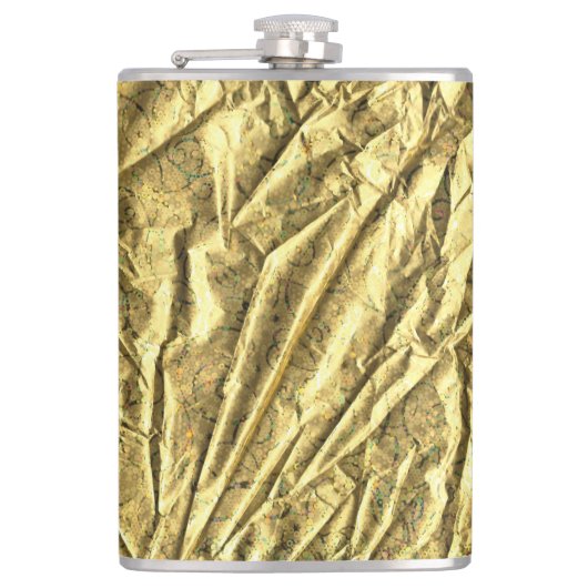 Glänzende Goldfolie Flachmann (Vorderseite)