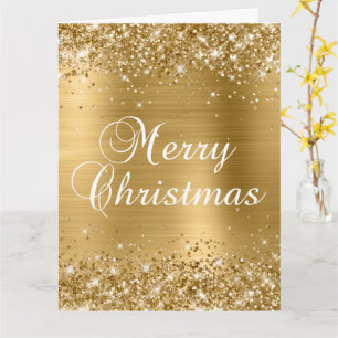 Glänzende Goldfolie Frohe Weihnachten Karte