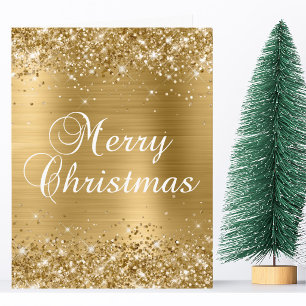 Glänzende Goldfolie Frohe Weihnachten Karte