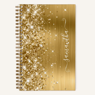 Glänzende Goldfolie Moderne Mädchen-Unterschrift Notizblock