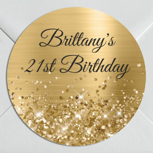 Glänzende Goldfolie Moderner 21. Geburtstag Runder Aufkleber