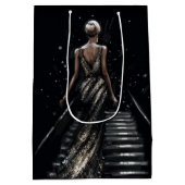 glänzende Goldschuhe Glitzer funkelnd Mittlere Geschenktüte (Rückseite)