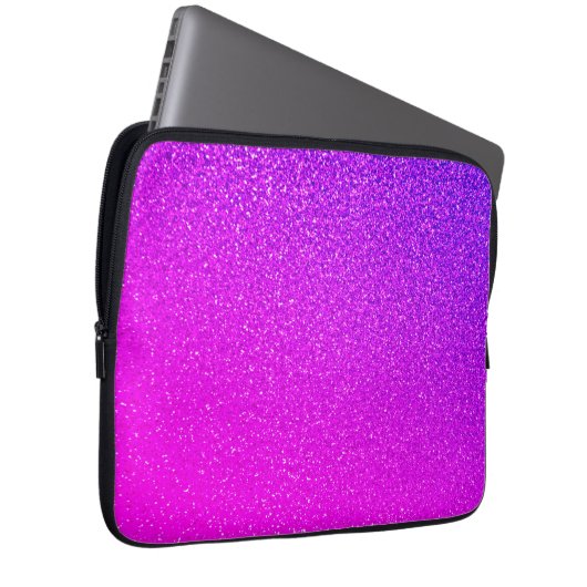 glänzende, heiße Pink-Lila-Glitter Ombre Girly Cut Laptopschutzhülle (Vorne Rechts)