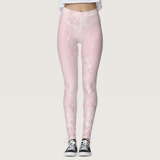 glänzende hellrosa Leggings (Vorderseite)