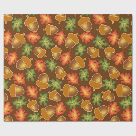 Glänzende Herbstatmosphäre mit Eicheln und Eiche Geschenkpapier (Flach)