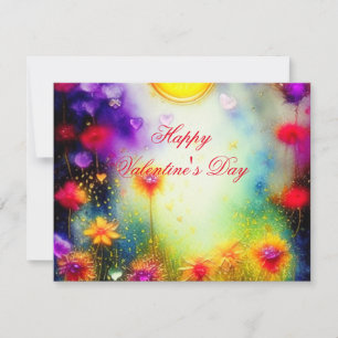 Glänzende Herzen und Blumen Valentinstag Feiertagskarte