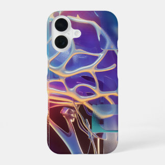 Glänzende holografische Adern Neon-Chrom-Abstrakt iPhone 16 Hülle