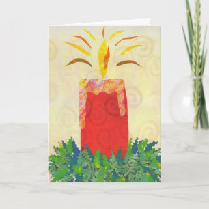 Glänzende Kartenschablone des Kerzenlichtes Feiertagskarte