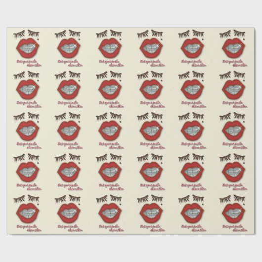 Glänzende Klammern, rote Lippen, Mole und starke Geschenkpapier (Flach)