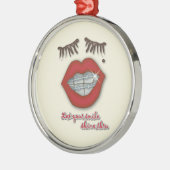 Glänzende Klammern, rote Lippen, Mole und starke Ornament Aus Metall (Links)