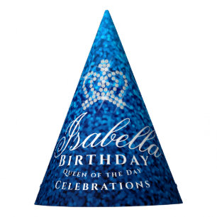 Glänzende Kronenblau Partyhütchen