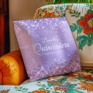 Glänzende Lavendel-Folie Quinceañera Kissen