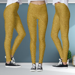 Glänzende Leggings im Metallic-Gold-Muster-Stil