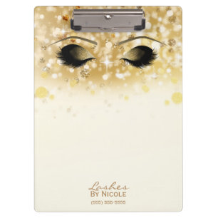 Glänzende Lichter Goldenes Makeup Augen Wimpern Mo Klemmbrett