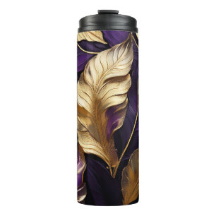 GLÄNZENDE LILA & GOLDENE HERBSTBLÄTTER THERMOSBECHER