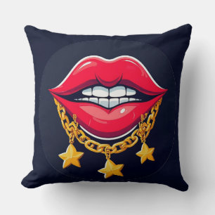 Glänzende Lippen Illustration Kissen