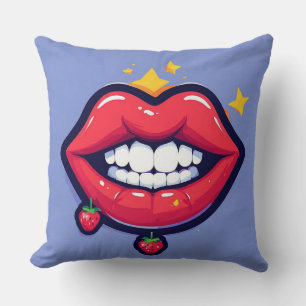 Glänzende Lippen Illustration Kissen