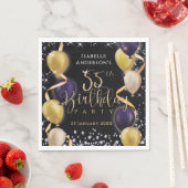 Glänzende Luftballons 55. Geburtstag Schwarz Serviette (Beispiel)