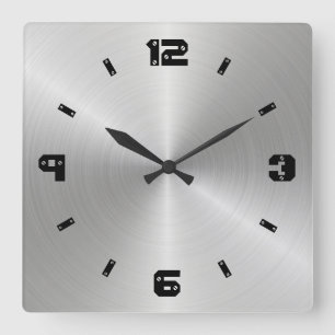 Glänzende Metallbeschaffenheit, Zahlen mit Quadratische Wanduhr