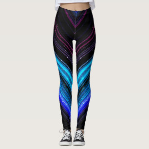 Glänzende metallisch blau violette Galaxie Chevron Leggings