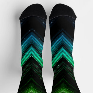 Glänzende metallische aqua-grüne Galaxie-Chevron-L Socken