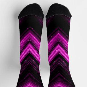 Glänzende metallische rosa-magenta-galaxie-chevron socken