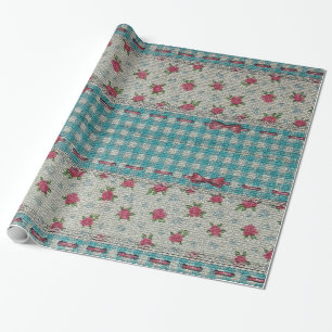 Glänzende Moderne Vintage Blumenrose Geschenkpapier