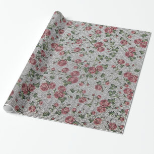 Glänzende Moderne Vintage Blumenrose Geschenkpapier