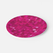 Glänzende Paillette Rosa Pappteller (Schrägansicht)