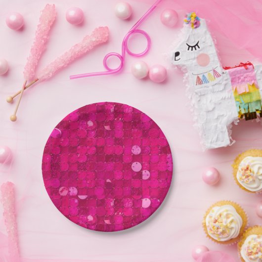 Glänzende Pailletten in Rosa Pappteller (Party)