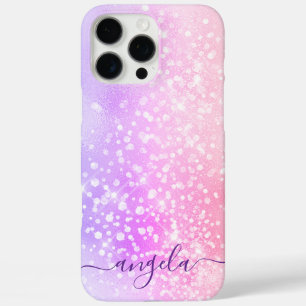 Glänzende Pastellrosa Ombre Glam Signatur iPhone 16 Pro Max Hülle