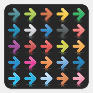 Glänzende Pfeile setzen lebendige Richtungsanzeige Quadratischer Aufkleber