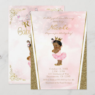 Glänzende Prinzessin Pink Gold Vintage Schwarz Bab Einladung