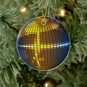 Glänzende Retro-Diskokugel-Mosaik-Weihnachtskunst Keramik Ornament