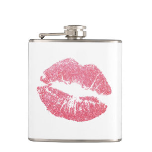Glänzende rosa Lippen Flachmann