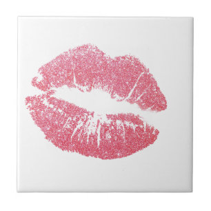 Glänzende rosa Lippen Fliese