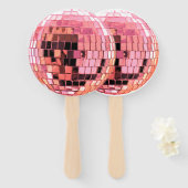 Glänzende rosa Metallic-Diskokugel Fächer (Vorne und Hinten)