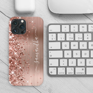 Glänzende Roségold-Folie Moderne Mädchen-Signatur Case-Mate iPhone Hülle