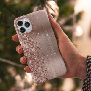 Glänzende Roségold-Folie Moderne Mädchen-Signatur Case-Mate iPhone Hülle