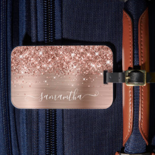 Glänzende Roségold-Folie Moderne Mädchen-Signatur Gepäckanhänger