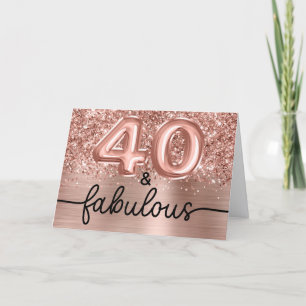 Glänzende Roségold Glamour 40 und Fantastisch Karte