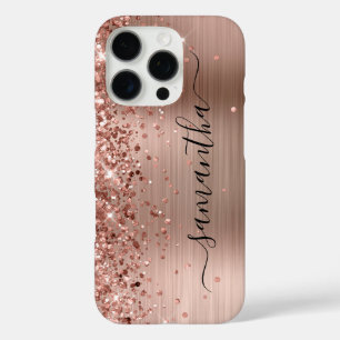 Glänzende Roségold-Metallische Mädchen-Signatur iPhone 16 Pro Hülle